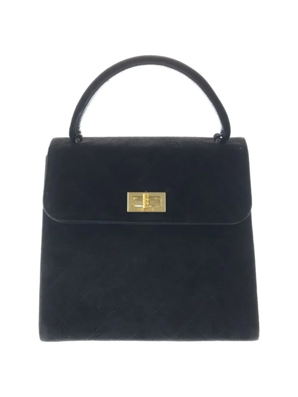 Chanel 2.55 Quilted Suede Leather Handbag Black